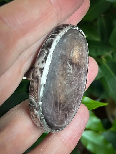 1 Stunning Purple Mica Stone  Lepidolite Meditation Reiki Crystal Dystopian Ring Size 8