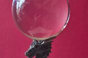 Crystal/glass ball and metal dragon stand.