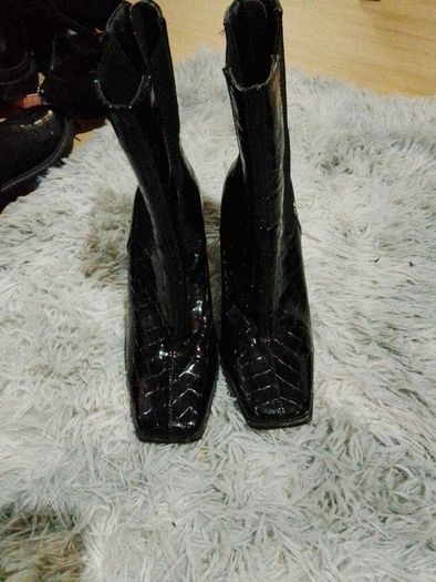 Black Painted Ankle Boots