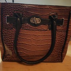 Ladies Brown faux-croc Handbag