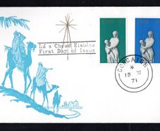 1971 Ireland Christmas Commemorative Stamps  First Day Cover (FDC) with Corcaigh (Cork) cancel