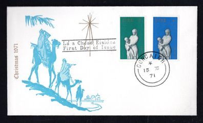 1971 Ireland Christmas Commemorative Stamps  First Day Cover (FDC) with Corcaigh (Cork) cancel