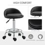 Set of 2 360 swivel rolling stools, seat adjustable 47-62H cm, chrome steel black synthetic upholstery Image 3