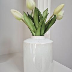 Faux tulips and vase