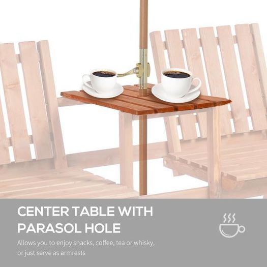 2-Seater Wooden Bench with Centre Table