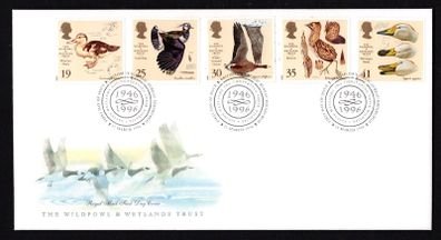 1996 Great Britain 50th Anniversary of the Wildfowl and Wetlands Trust Bird Painting by CF Turncliffe Commemorative Stamps Royal Mail Addressed First Day Cover (FDC).