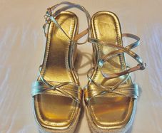 NEW Gold espadrille wedges