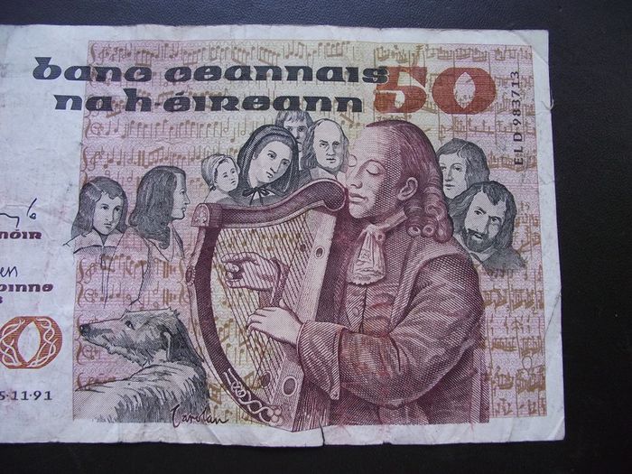 1991 Central Bank of Ireland 50 Pounds, B Series