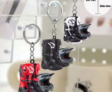 Motocross Boots Helmet Keychain