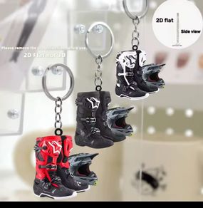 Motocross Boots Helmet Keychain