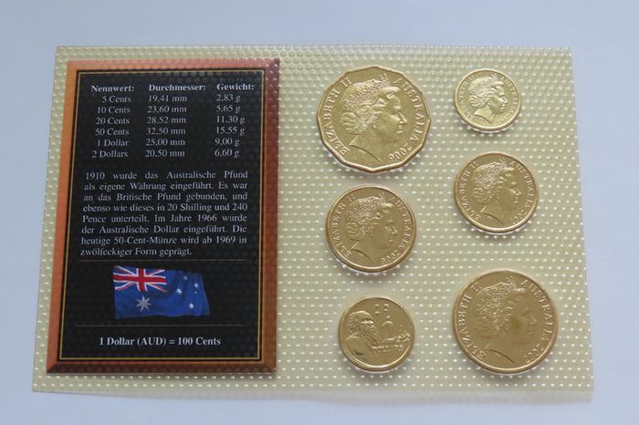 Australia Gold Plated Uncirculated coin collectors set
