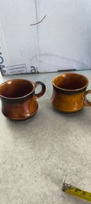 2 Brwon cup  vintage piece of Celtic Ennis earthenware pottery made in the Republic of Ireland.