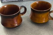 2 Brwon cup  vintage piece of Celtic Ennis earthenware pottery made in the Republic of Ireland.