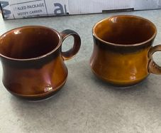 2 Brwon cup  vintage piece of Celtic Ennis earthenware pottery made in the Republic of Ireland.