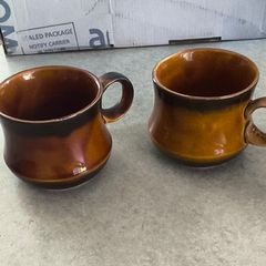 2 Brwon cup  vintage piece of Celtic Ennis earthenware pottery made in the Republic of Ireland.