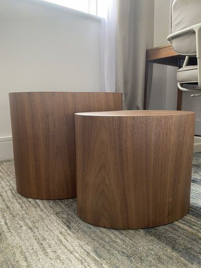 Designer Side Tables. Solid Walnut. Spain. Set of Two. As New.
