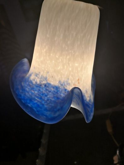 Bronze and marble lamp with signed antique glass shade