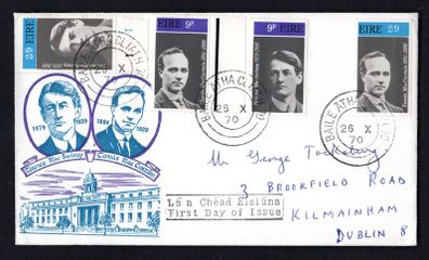 1970 Ireland Patriots 50th Anniversary of the Death of Tomas MacCurtain and Terence MacSwiney Commemorative Stamp Illustrated First Day Cover (FDC)