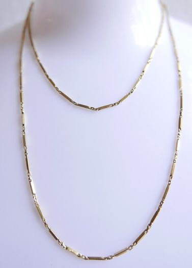 Antique Solid 18K Yellow Gold Bar-Link Chain Necklace length 23" - 5,6g