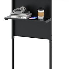 Standing Desk, Height Adjustable, Standing Seat Desk with Wheels, Mobile Standing Desk with Inclined Table Top & Shelf, Laptop Table for Home & Office, Black