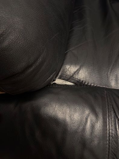 3 Seat Reclining Sofa-Black Leather