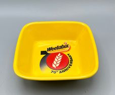 Weetabix 70th Anniversary Square Breakfast Cereal Yellow Collectable Bowl