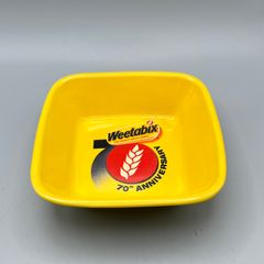 Weetabix 70th Anniversary Square Breakfast Cereal Yellow Collectable Bowl