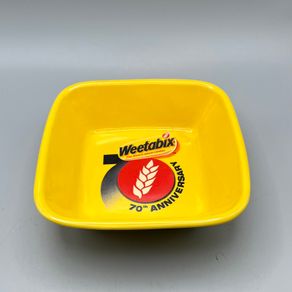 Weetabix 70th Anniversary Square Breakfast Cereal Yellow Collectable Bowl