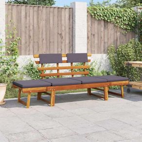 2 in 1 Acacia Garden Bench & Sun Lounger with Cushion