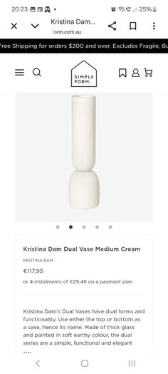 Fabulous Ceramic and Wood "TWO" Vase by the Danish Design Company Kristina Dam Studio, Copenhagen, Excellent Condition, Monochromatic Scandi Minimalism at its Best