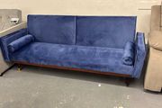 3-Seater Sofa Bed with Gold Legs , Blue velvet