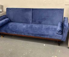 3-Seater Sofa Bed with Gold Legs , Blue velvet