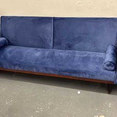 3-Seater Sofa Bed with Gold Legs , Blue velvet