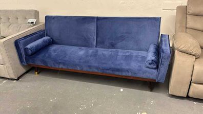 3-Seater Sofa Bed with Gold Legs , Blue velvet