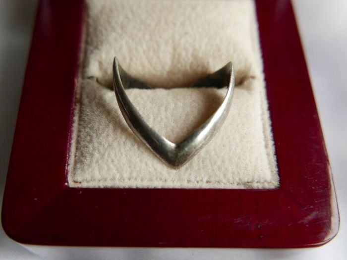 Vintage Sterling Silver Double Wishbone Band Ring size P - 2,10g