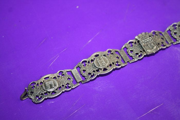 Vintage Turkish Silver Filigrane Depose Paris Souvenir Bracelet 8"