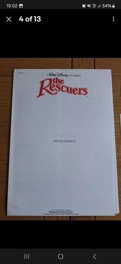 Walt Disney  Classic THE RESCUERS  pres kit