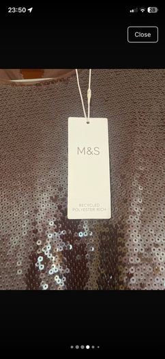 M&S Chocolate Brown Sequin Short Sleeve Top   Size UK 14