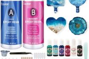Epoxy Resin Kit for Beginners, 474ml Crystal Clear Resin Starter Kits with Moulds, Pigments, Mica Powder, Gold Leaf, Resin Kit for Coaster Jewelry Tray Coating and Casting (FREE POSTAGE)