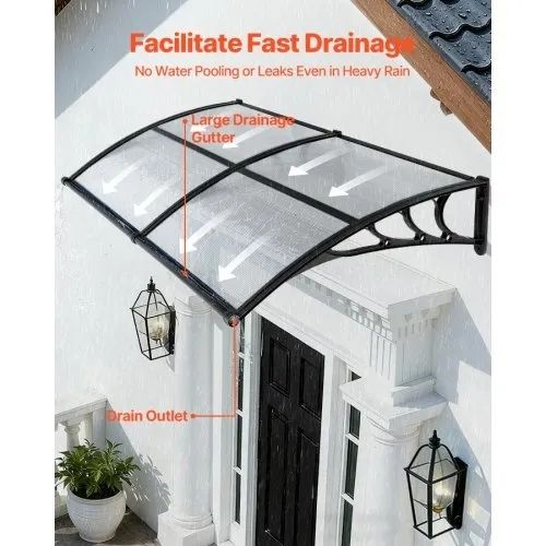 Awnings for Door Entrance, 38 x 78 in, Exterior Front Door Window Awnings with Drainage & ABS Bracket, Rain Snow Sun Protection