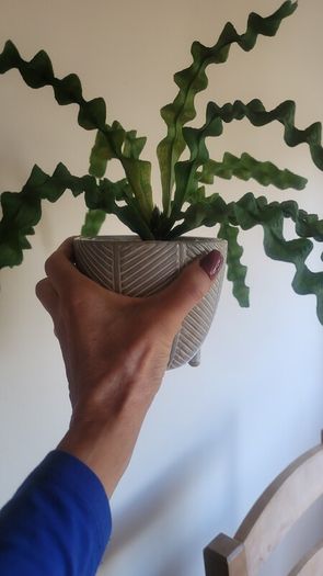 Artificial Plants in Ceramic Plant Pots with Decorative Stones x2