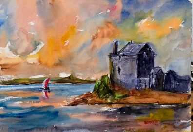 dunguaire castle watercolour