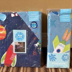 Junior Kids Reversible Glow in the Dark Duvet Cover Set with Fitted Sheet