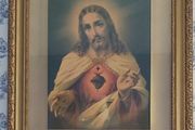 Large Vintage Framed Sacred Heart Picture