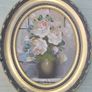 Oval oil painting depicting a still life with flowers, Image 3
