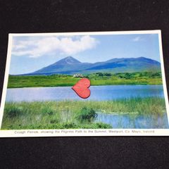 Ireland Postcard : Croagh Patrick , Showing The Pilgrims Path to The Summit , Westport, Co. Mayo - 1970s/80s
