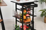 4-Tier Kitchen Trolley Cart on Rolling Wheels with 4 Removable Baskets, 4 Side Rack Organizer,Ceramics Tile Top