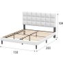 King Bed Frame, Easy Assembly, Sturdy Wooden Slat Support, Upholstered Platform with Headboard, No Box Spring Needed, White King Bed 150x200 Image 6