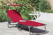 Folding Sun Lounger Folding 1-person Red 56 x 190 x 81cm Fabric