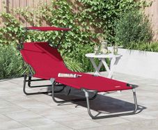 Folding Sun Lounger Folding 1-person Red 56 x 190 x 81cm Fabric